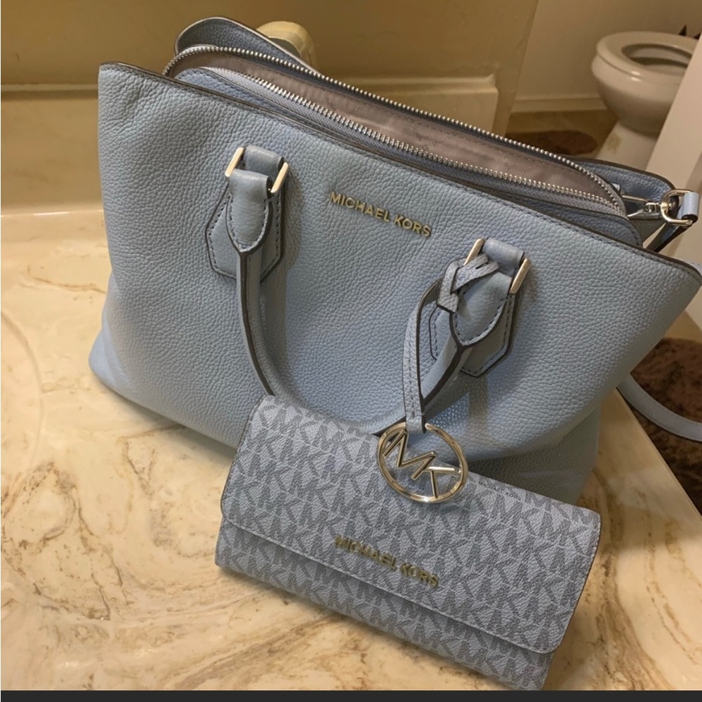 Light Blue Michael Kors bag and wallet